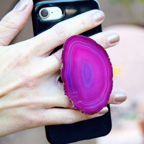 Pink Agate Cell Phone Holder