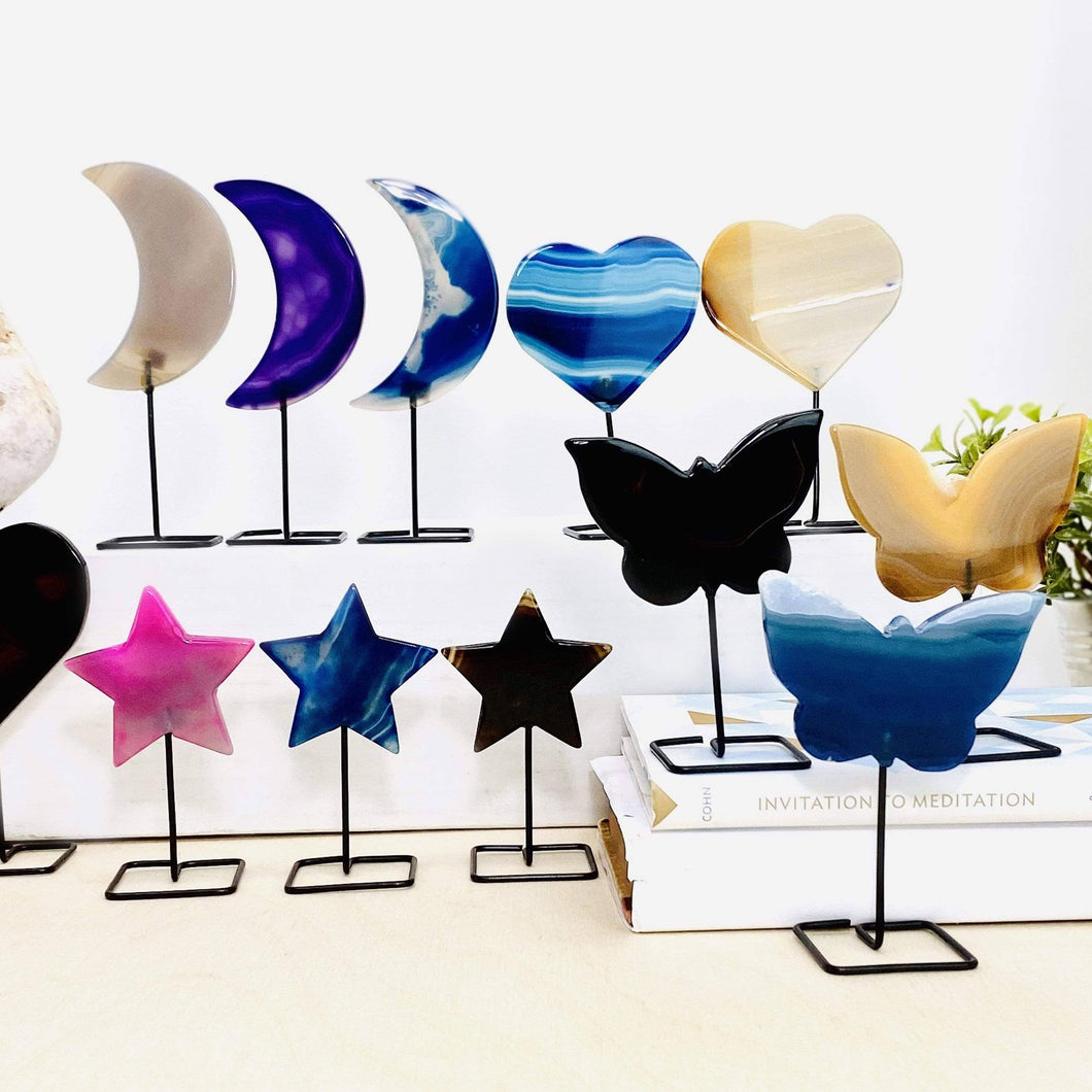 Agates on Metal Stand - 4 Shapes (RK802)