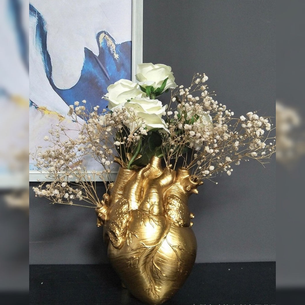 Golden Anatomical Heart Vase