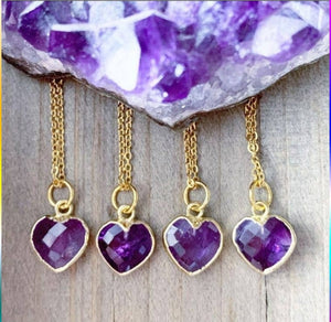 Amethyst and Gold Heart Necklace