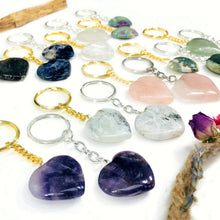 Load image into Gallery viewer, Gemstone Heart Keychain
